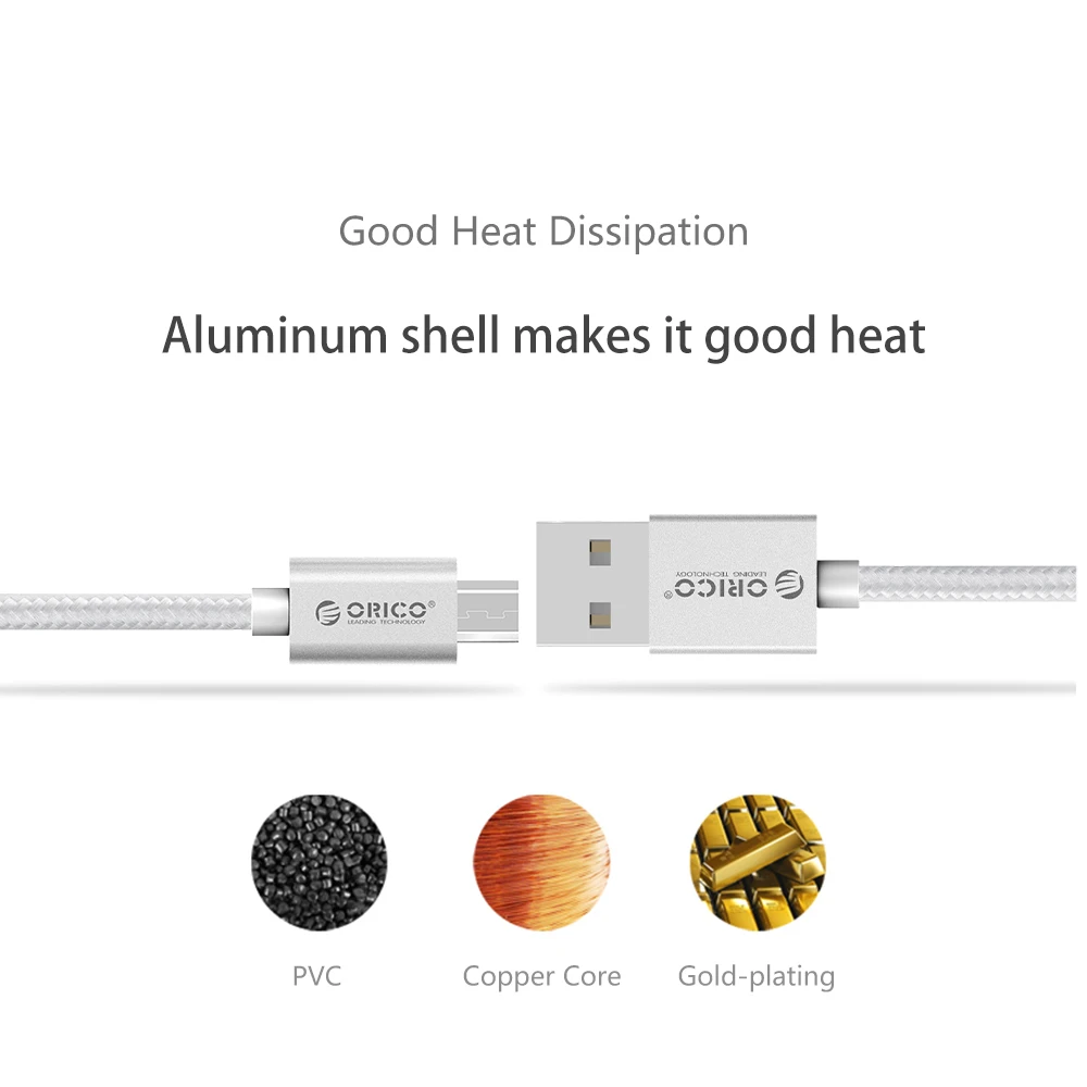 Usb кабель для зарядки и передачи данных ORICO 3 фута. Прочный нейлоновый Плетеный USB