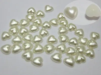 

500 Перламутровые Бусины в форме сердца цвета слоновой кости 8x8 мм с плоской задней поверхностью для скрапбукинга