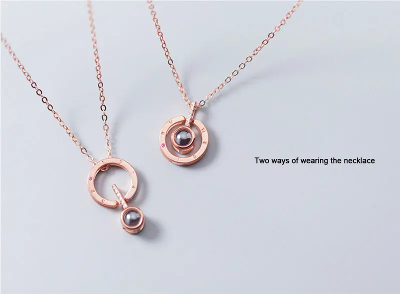

1Pc Classic Magic 100 Language I Love You Charm Necklace Crystal Memorial Necklaces For Women Lady