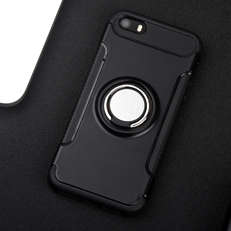 KEYSION Case for iPhone 5 5S SE Car Holder Stand Magnetic Suction Bracket Finger Ring TPU + PC Cover i5se |
