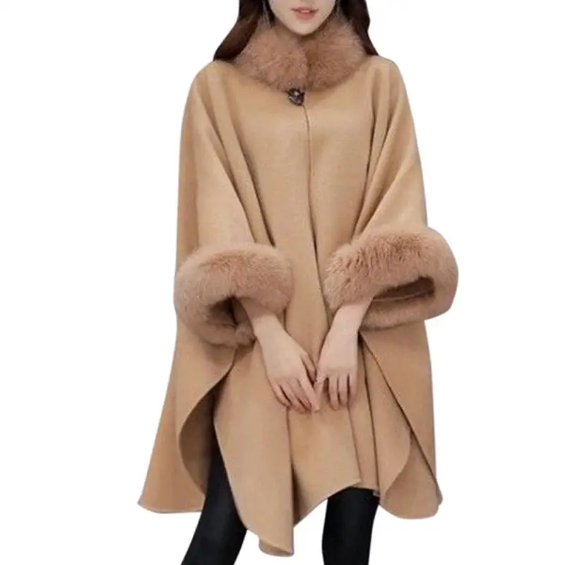 Yfashion Women Stylish Woolen Overcoat Winter Knitwear Shawl Cape Loose Warm Coat Cloak | Женская одежда