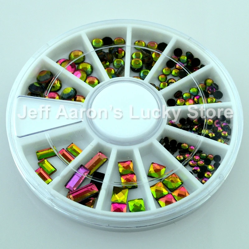 Flat black 3d nails accessoires rhinestone wheel for glitter nail art decorations round rectrangular square | Красота и здоровье
