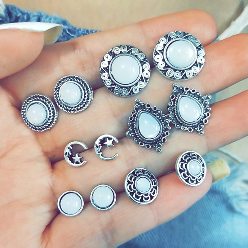 12 шт./компл. Vintage Opal геометрический простой лунный свет драгоценный камень