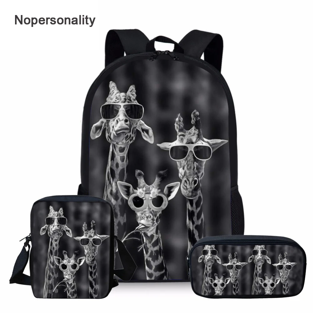 

Комплект школьных сумок Nopersonality для девочек-подростков, милые школьные ранцы с принтом жирафа в стиле преппи для учеников начальной школы