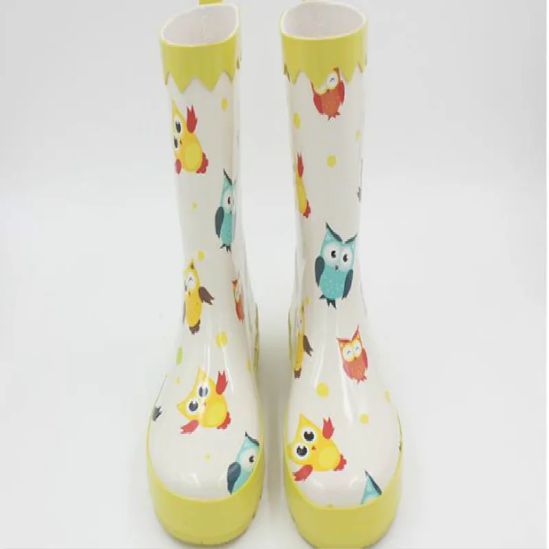 

Children Rain Boots Boys and Girls Rubber Cartoon Animals Printed Waterproof Antiskid Mid-calf Kids Infant Slip-on Boots