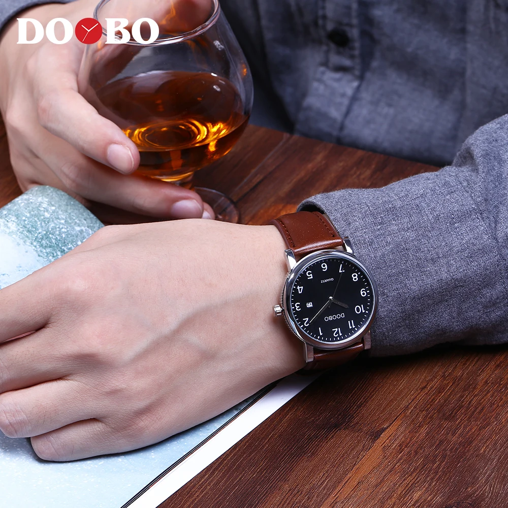 Doobo оригинальный Для мужчин кварцевые часы Reloj Hombre кожа Бизнес Часы хронограф