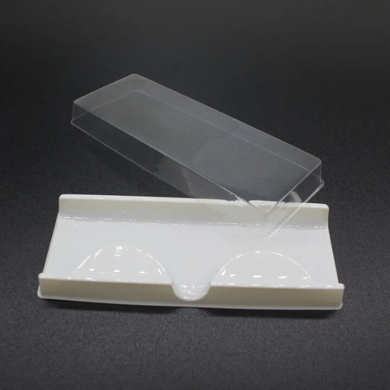 

50pcs Eyelashes Case Packing box for eyelash blank eyelashes plastic packaging transparent lid white tray wholesales 85*32*9mm