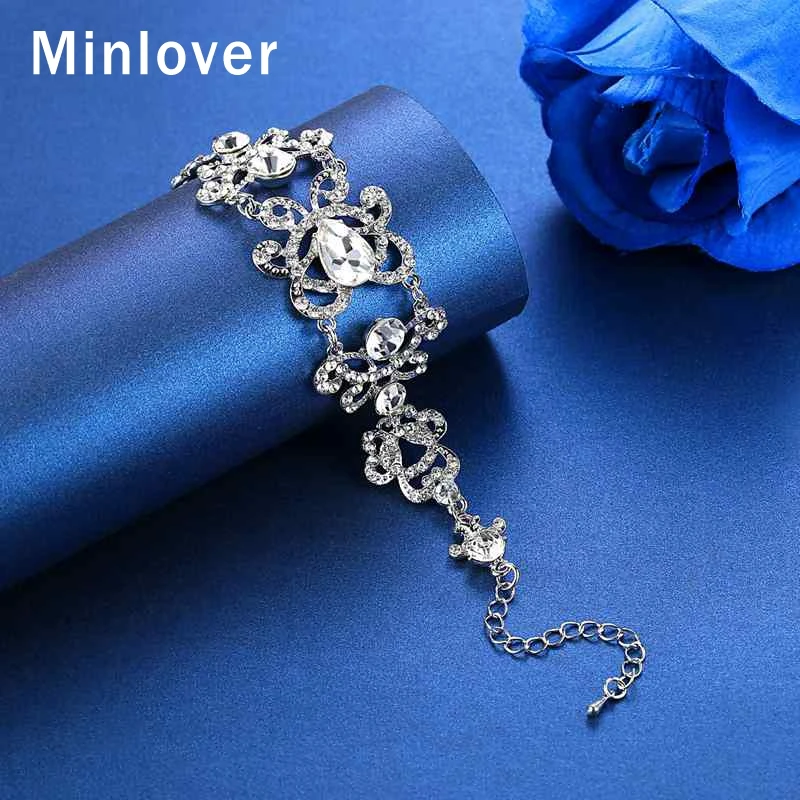 Minlover Модный свадебный браслет для женщин Золотой/синий цвет каплевидный