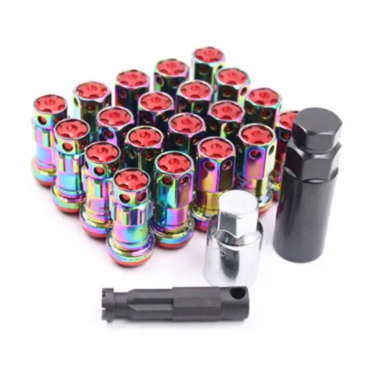 Neochrome red Для R40 Колесные гайки железа зажимные гайки для гонок 20 штук замок зажимные гайки для гонок+ 2 шт. в наборе, ключ безопасности колесный винт гайки - Название цвета: Neochrome red