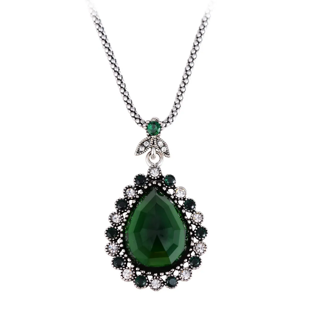Ожерелье серебряного цвета с австрийским кристаллом в этническом стиле|necklace