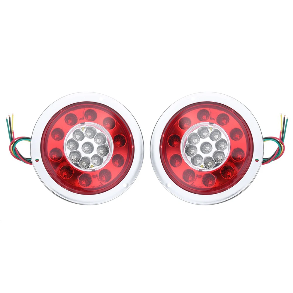 

1Pair 19LED Chrome Tai Lights Stop Turn Signal Reverse Light for 12V 24V Car Truck Trailer