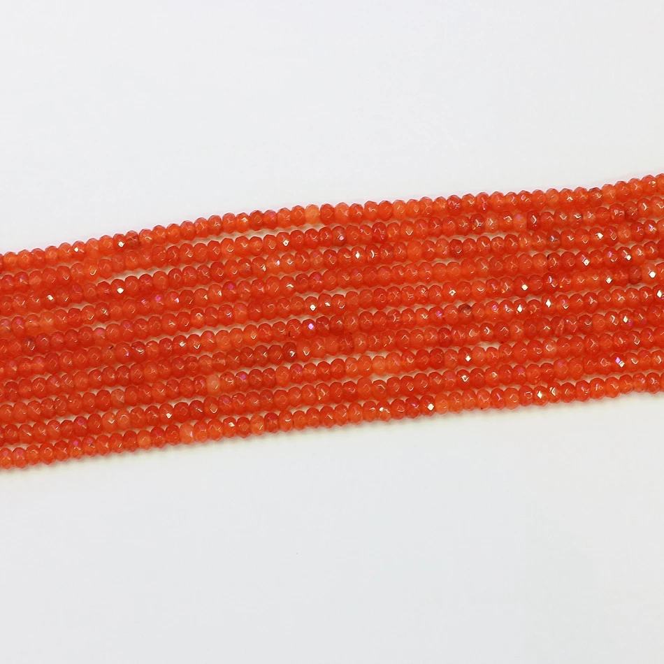 Charms orange red stone 2*4mm fashion faceted abacus loose beads diy high quality Jewelry 15&quot B577|loose beads|beads diyred |