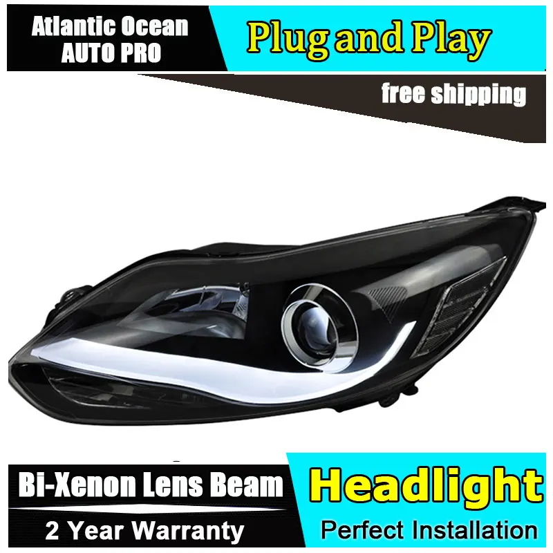Автостайлинг для 2012 2014 Ford Focus светодиодный фары Новый Focus3 DRL Объектив двойной луч