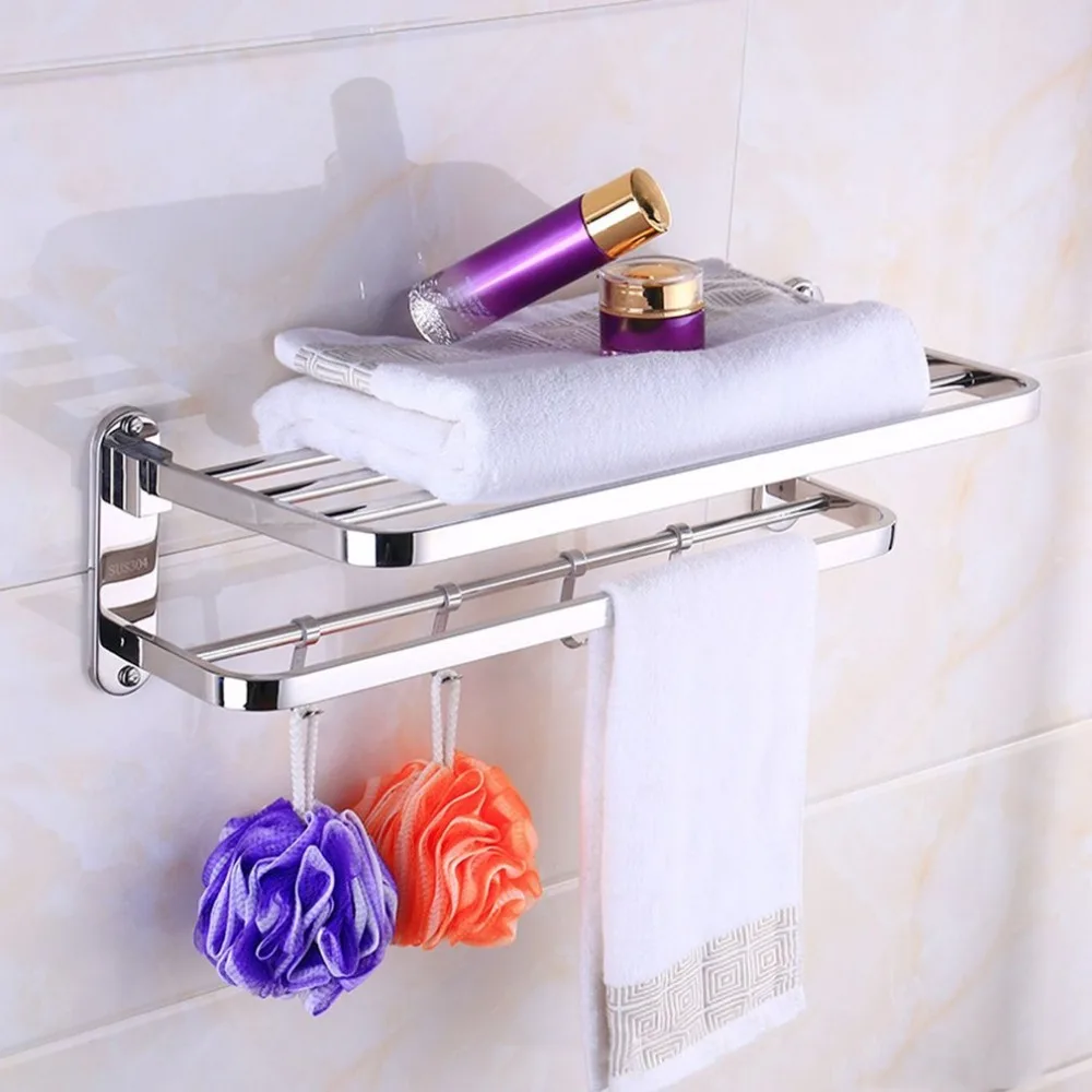 Multifunctional Stainless Steel Anti-rust Toilet Bathroom Washroom Towel Rack Wall Mounted Storage Hook Rod Holder Hanging Bar |