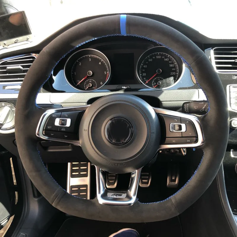 CARDAK углеродное волокно черная замша чехол рулевого колеса автомобиля для Volkswagen Golf 7 GTI Golf R MK7 Polo Scirocco - Название цвета: Style-01