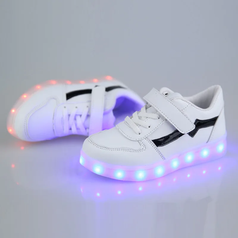 Дети USB обувь Light Up Kids Повседневное мальчики и девочки кроссовки светящиеся для