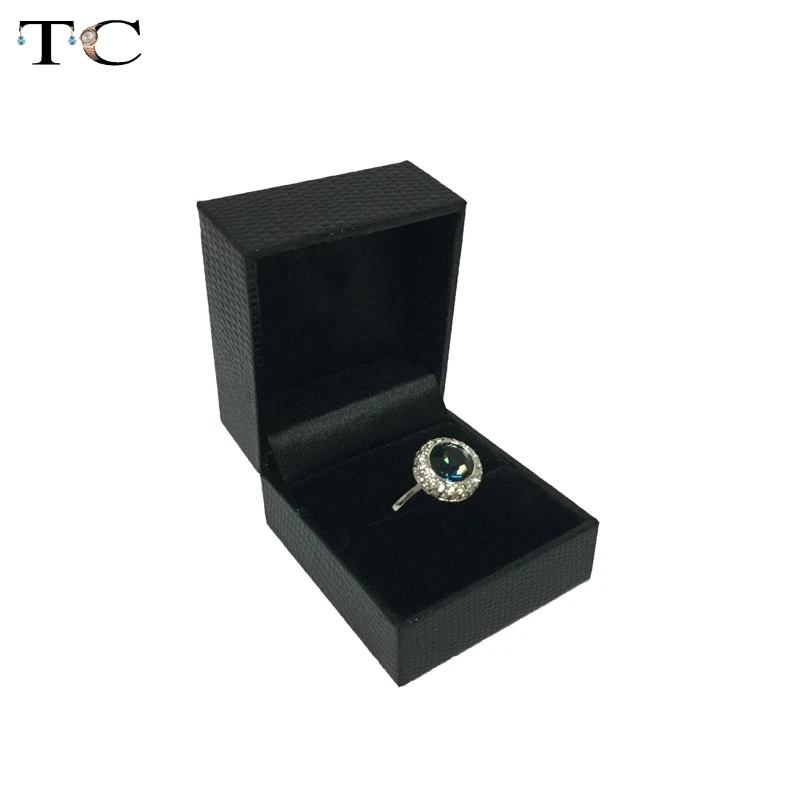 Коробка для колец из черной искусственной кожи Высококачественная коробка