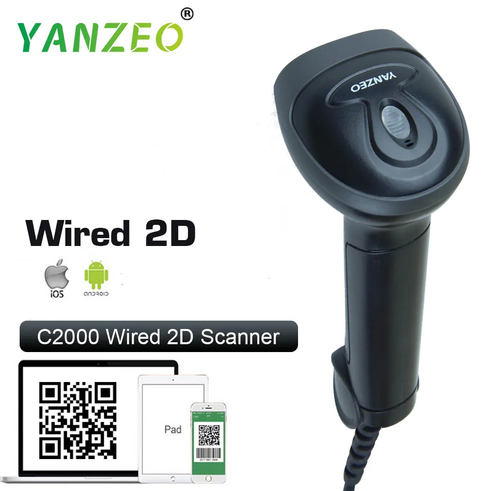 Yanzeo проводной 2D Ручной сканер штрих-кода USB 1D для POS Windows IOS Android Linux | Компьютеры и