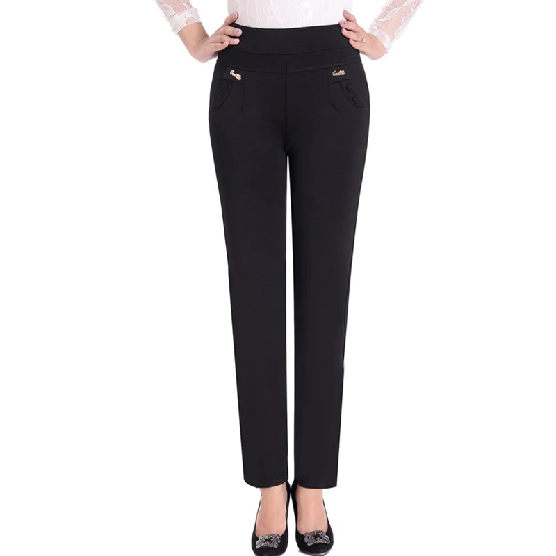 Spring Autumn Women Trousers Elastic Waist Pencil Pants Plus Size 5XL Middle Old Velvet Warm Winter Casual | Женская одежда