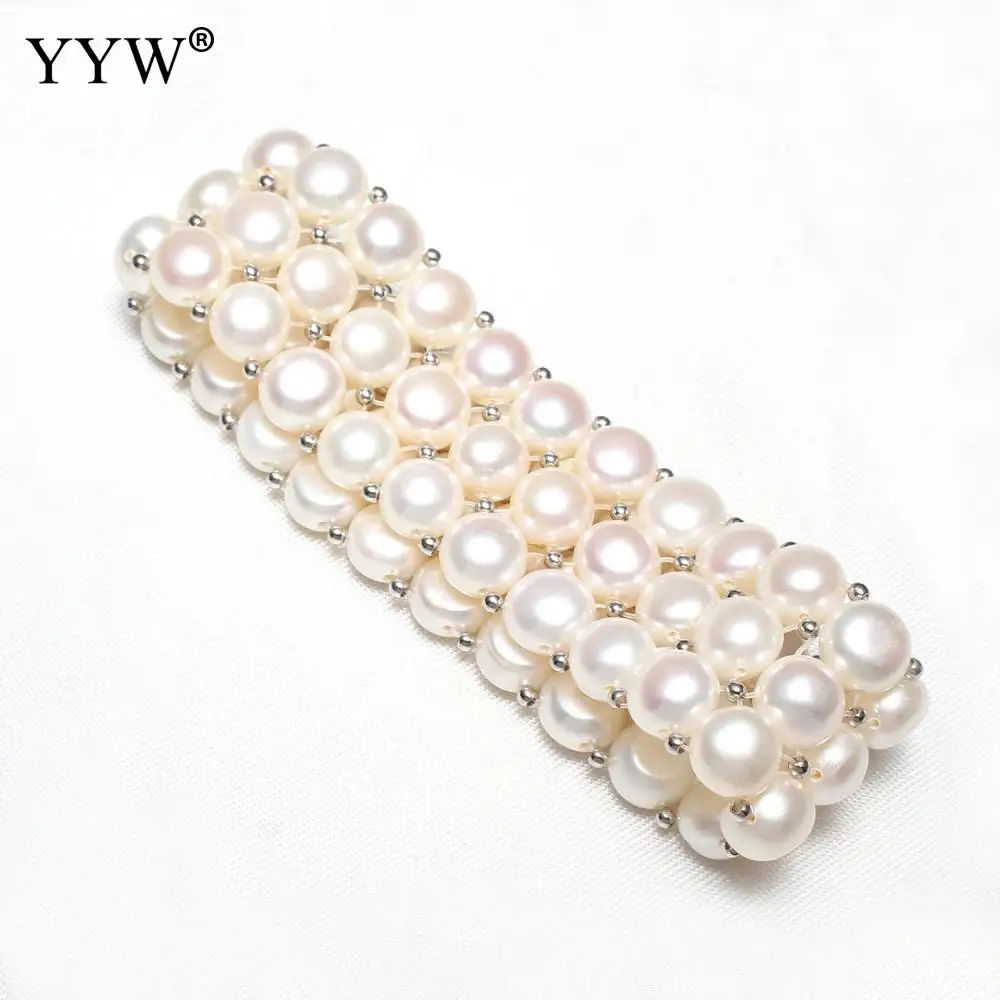 

Natural Freshwater Cultured Pearl Bracelet Wedding Bridal Jewelry Approx 7.5 Inch Strand Statement Pearl Bracelets for woman