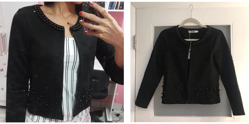 Chaquetas mujer осенняя куртка с длинным рукавом женская одежда размера плюс 4XL розовая элегантная верхняя одежда с бисером Женская куртка пальто A295