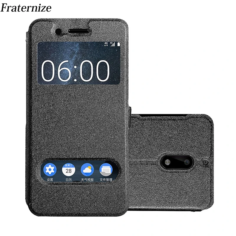 Роскошный умный кожаный флип чехол с окошком для Nokia 9 8 6 шелковым узором и
