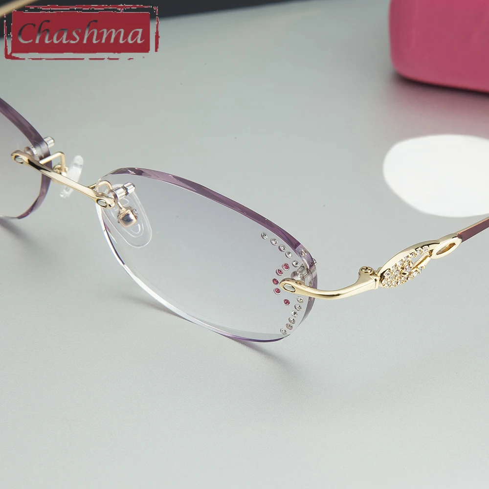 Брендовые женские очки Chashma в оправе прозрачные с линзами алмазным оттенком для