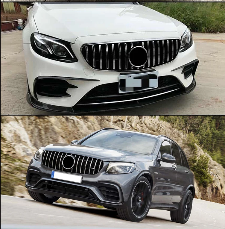 Передняя решетка подходит для Mercedes W117 A W176 W177 C class W204 W205 E W207 W212 W213 GLC X253 GT стиль решетка GTR стайлинга автомобилей