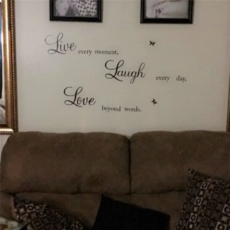 Живой Смех Любовь наклейки-цитаты на стену 1002 домашние украшения Adesivo De Paredes