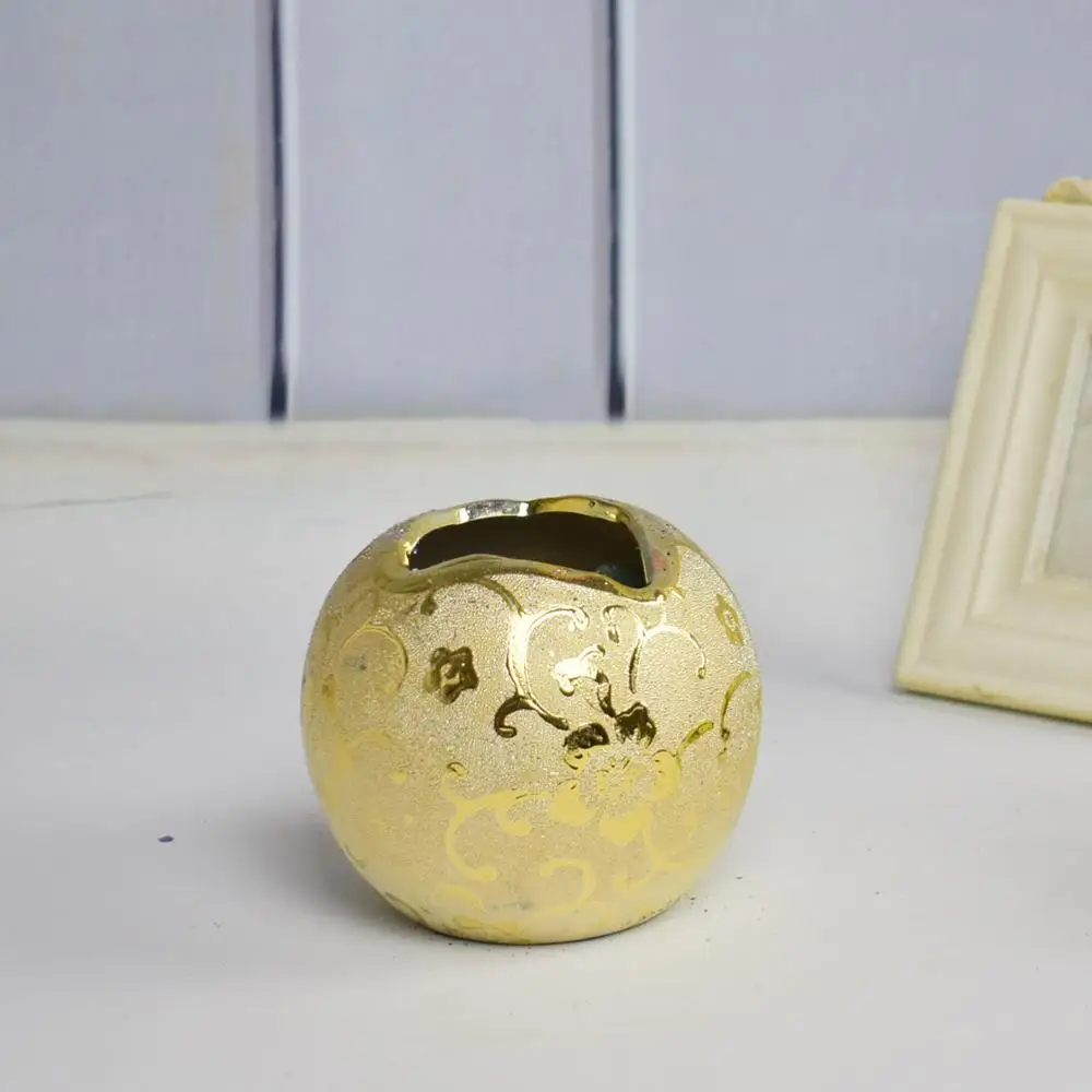 golden1 Mordern керамическая Серебряная Золотая ваза для цветов для дома, свадьбы, вечеринки, рождественского магазина, для украшения стола, Золотая маленькая - Цвет: golden1