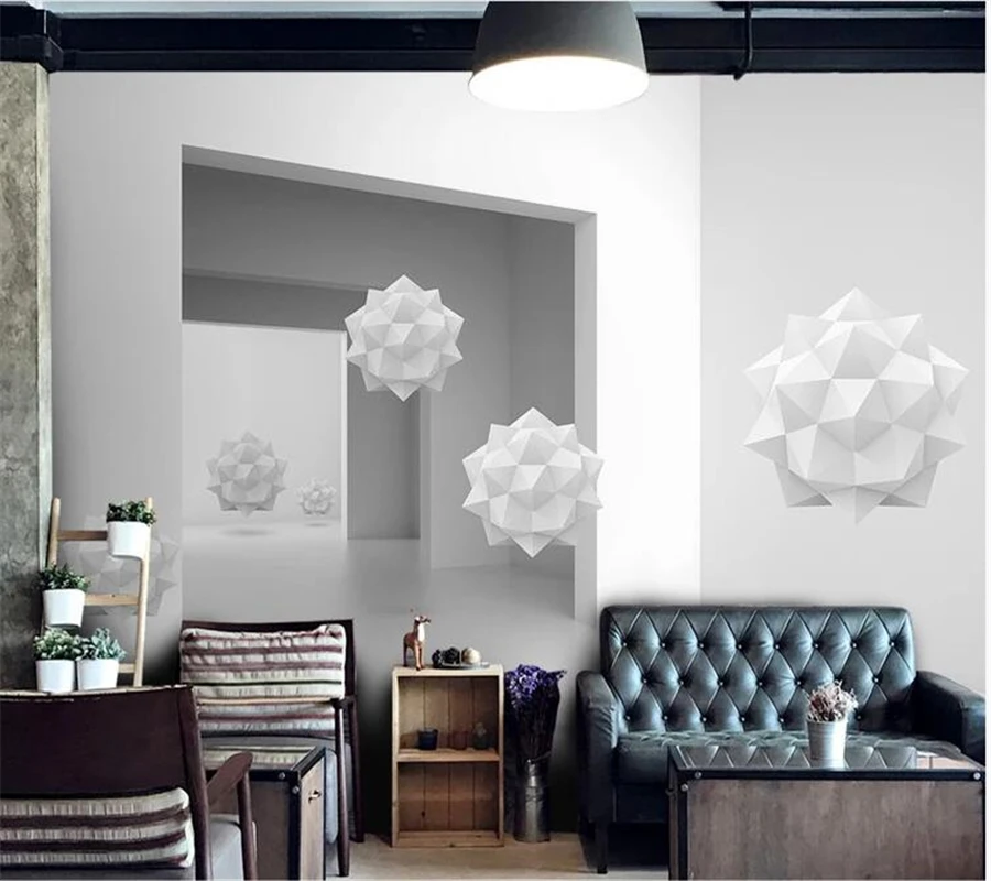 wellyu Custom wallpaper papel de parede 3d dimensional geometric sphere modern architecture space tv background wall tapeta |