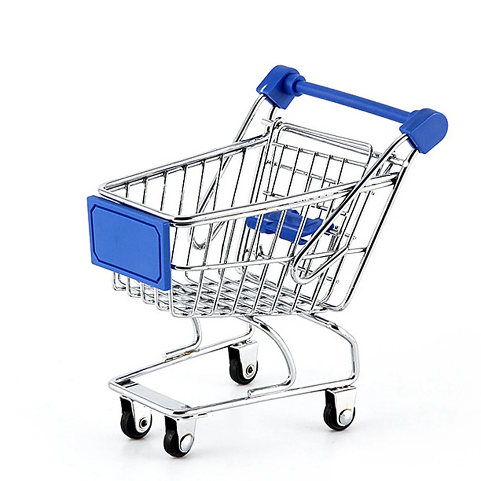 creative mini supermarket shopping trolley phone holder office desk storage toy cart baby toy handcarft shopping cart free global shipping
