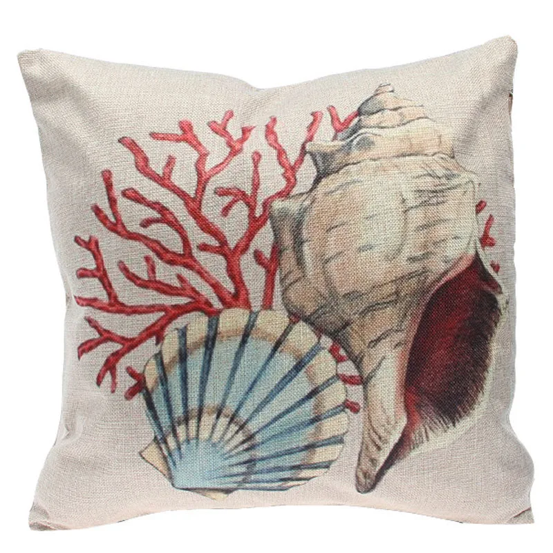 3 Miracille морскую раковину с принтом из хлопка и льна Чехол для подушки Морской Океан морской конь наволочка для домашнего декора Starfis диван Чехол для подушки - Цвет: 3