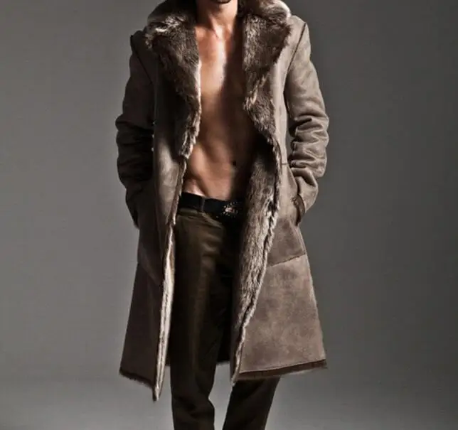 

S-6XL HOT Spring Men's New Fashion Personalized imitation mink in the long double-faced coat large size