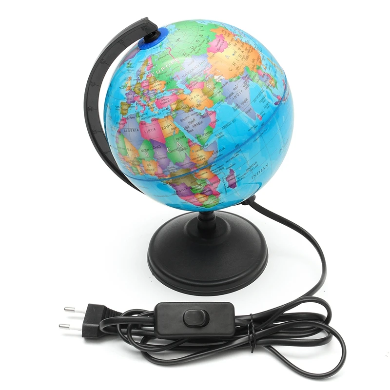 

14CM LED Light World Earth Globe Map Geography Educational Toy With Stand Home Office Ideal Miniatures Gift Office Gadgets