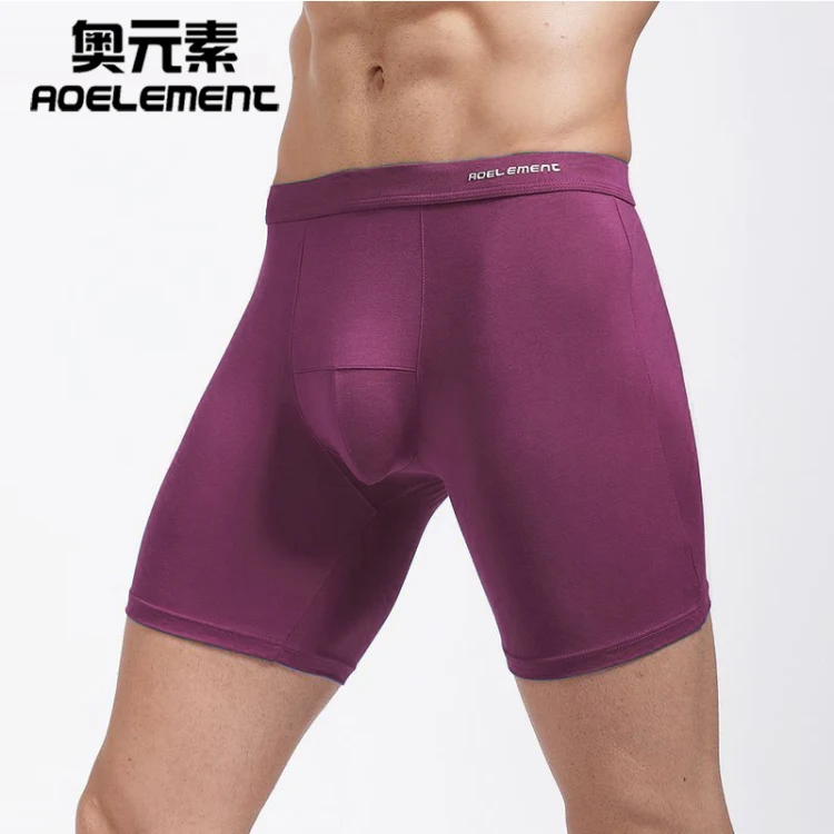 009Purple Удобные Длинные Короткие ноги мужские трусы мужские нижнее белье обычные трусы-боксеры cuecas - Цвет: 009Purple