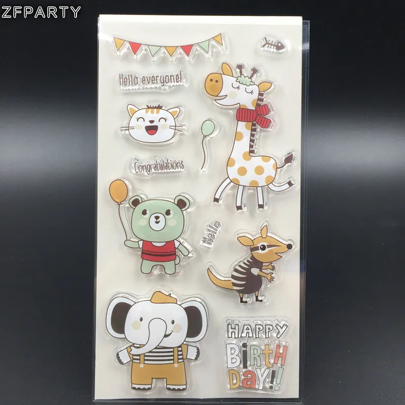 ZFPARTY животное день рождения прозрачный силиконовый штамп/печать для DIY