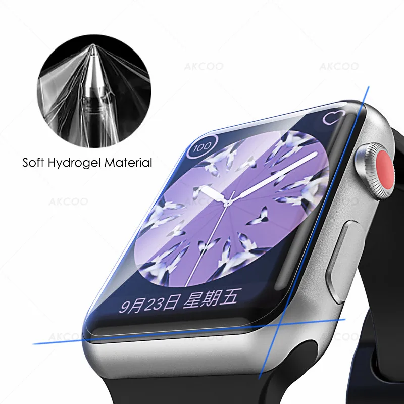 Гидрогелевая защитная пленка Akcoo для Apple watch 5 стойкая к царапинам Защитная 1 2 3 4