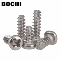 gbt818 50pcs 304 stainless steel round head phillips coss notching cut tail self tapping screws m2 m2 3 m2 6 m3 screw
