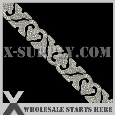 

(5cm Width) Kelly Rhinestone Applique Trimming,Clear Color Rhinestone in White Base
