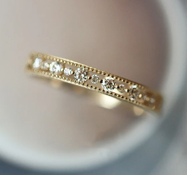 

ZHOUYANG Wedding Rings For Women Simple Hollow Out Cubic Zirconia Light Yellow Gold Color Gifts Fashion Jewelry KCR110