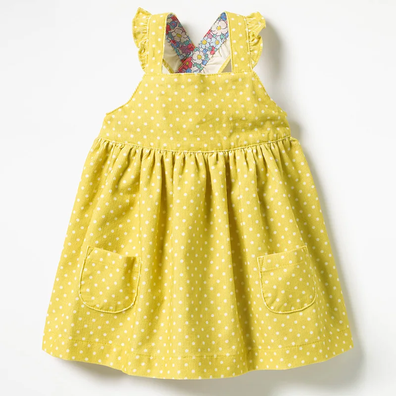 Little maven kids brand clothes 2019 autumn baby girls Cotton yellow dot sundress girl sleeveless dresses Q0055 | Детская одежда и
