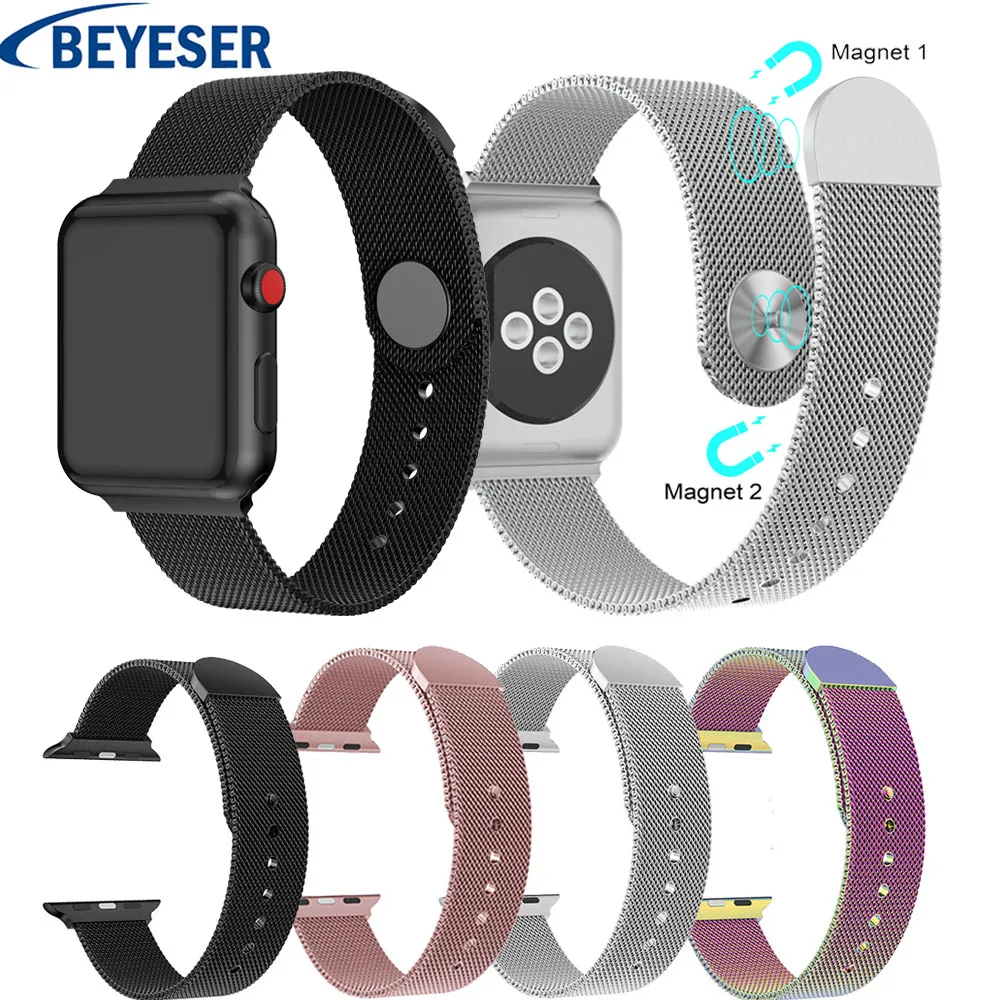 40/44 мм ремешок для Apple Watch series 1/2/3 42 38 браслет часов серии 4 3 2 1 Миланская Магнитная