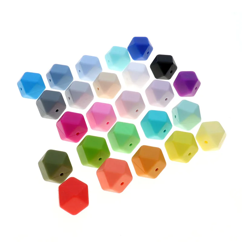 

Wholesale 14MM Silicone Bead 100PC Hexagon Teether Bead Chewing Food Grade Baby Teething Necklace Jewelry Nursing Gift