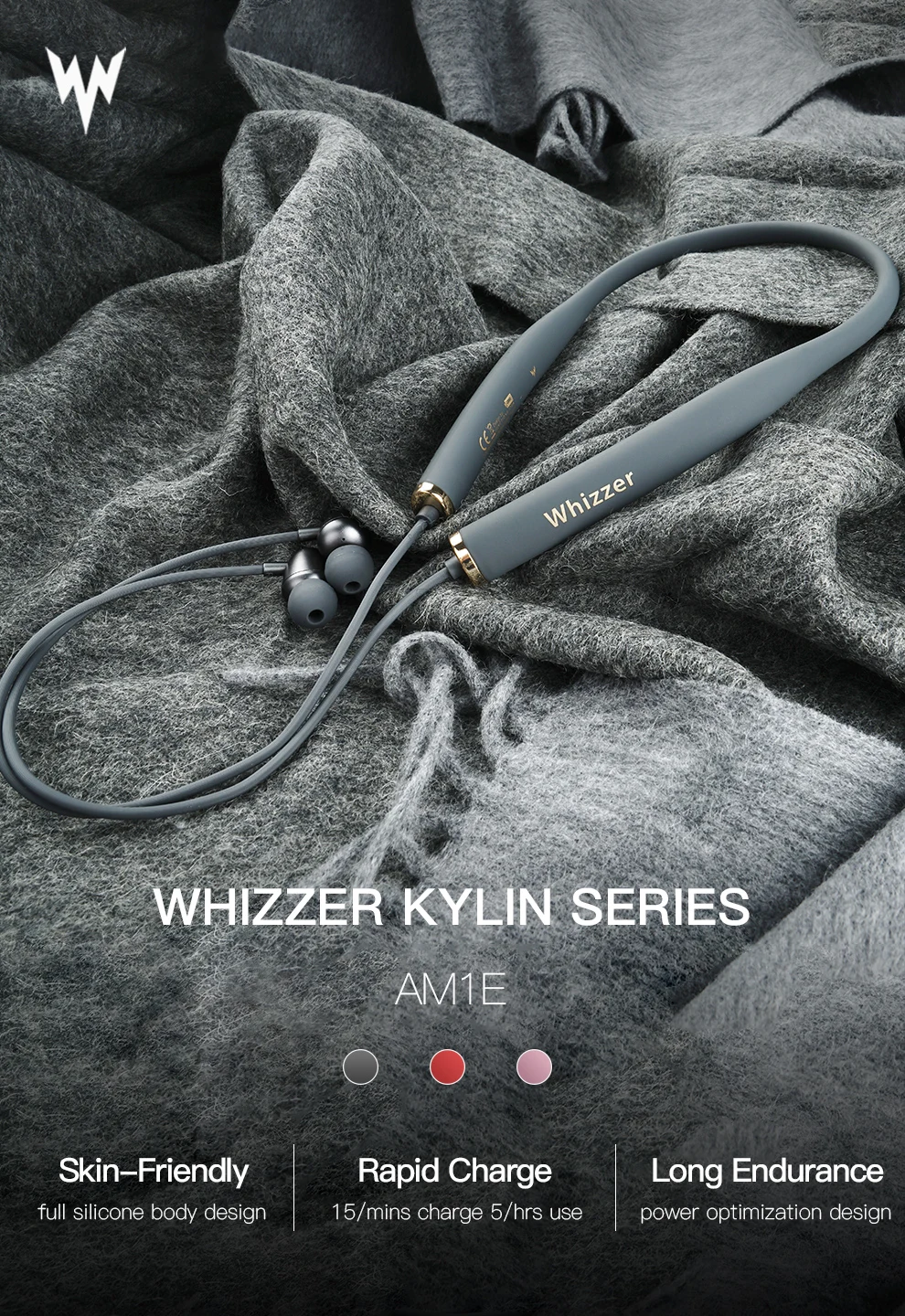 Whizzer AM1E Беспроводные Bluetooth HiFi наушники водонепроницаемые шейные с микрофоном управление для Android IOS 15 часов работы V5.0