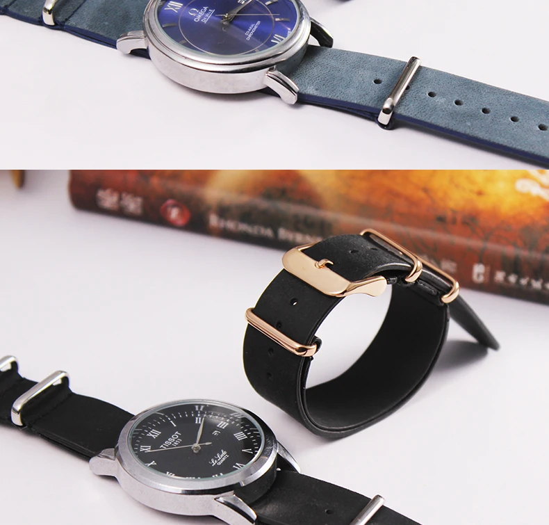 Высокое Качество Винтаж Crazy Horse чехол из натуральной кожи для Nato seiko Tissot ремешок коричневый черный серый ремешок 20 мм