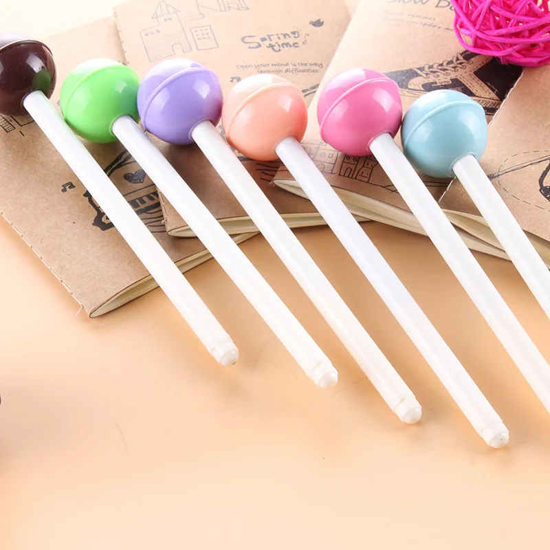 120 Pcs Korean Stationery Lovely Fresh Candy Color Black Pen Lollipop Neutral Pen Personality Germination Stationery Gift