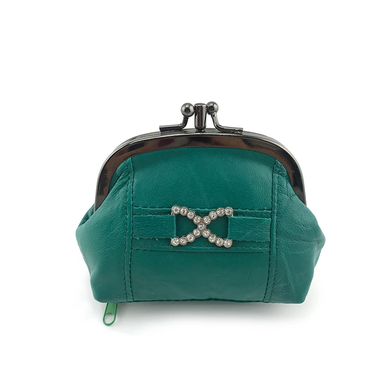 0534Green BELLO TUTTI портмоне из натуральной кожи женские кошельки металлический каркас мини портмоне милые девушки наличные держатель для карт маленький кошелек красный - Цвет: 0534Green