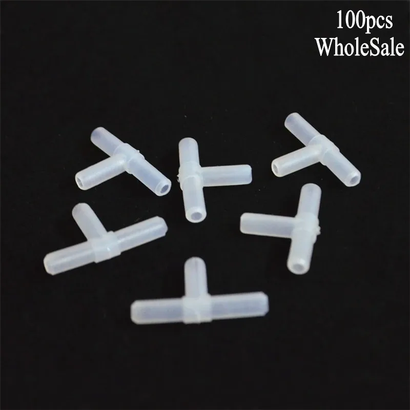 

100 PCS 4mm Aquarium 3-Way Air Line Tubing Joints Connectors Aquarium Fish Tank Air Tube 3-Way T shape Connectors