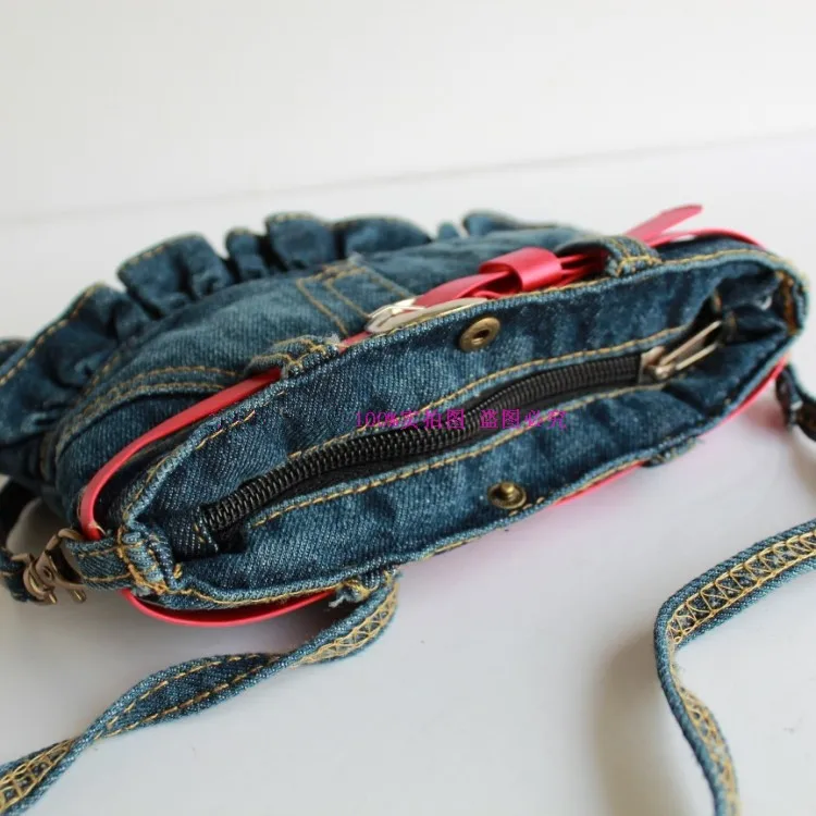 Симпатичная повседневная джинсовая красная сумка-мессенджер для детей и девочек
